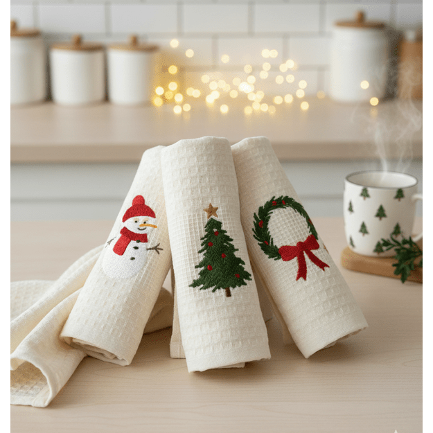 Virtuvinių rankšluoščių rinkinys "Kalėdinė eglutė" 3 vnt