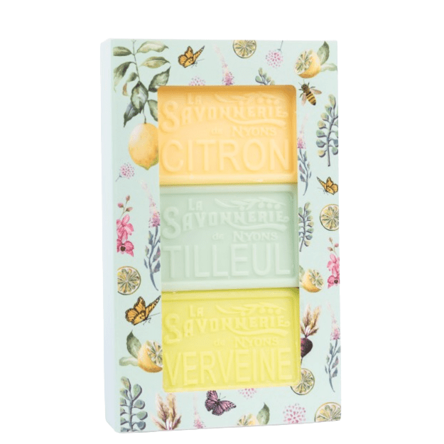 LA SAVONNERIE DE NYONS Citrinos, liepų ir verbenos kvapo muilų rinkinys  ''Vert'', 3x100 g