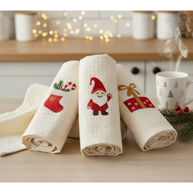 Virtuvinių rankšluoščių rinkinys "Kalėdų nykštukas“ 3 vnt