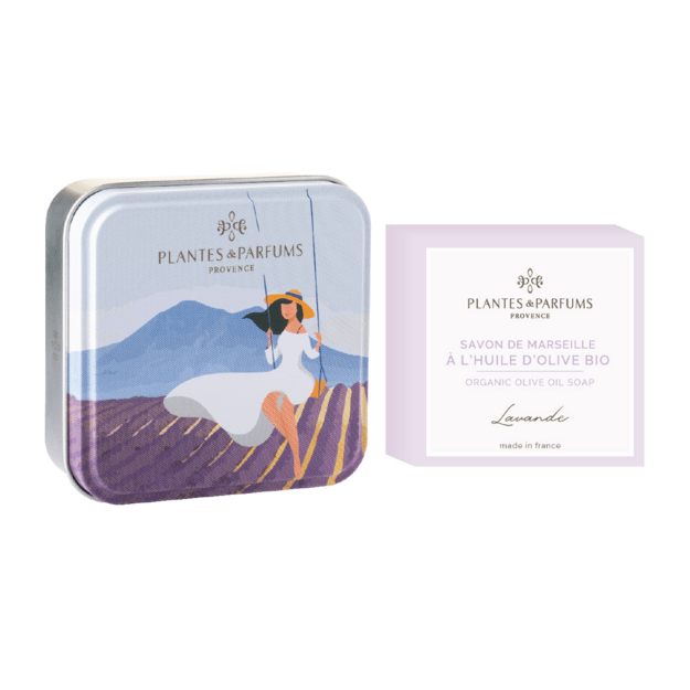 PLANTES&PARFUMS Marselio muilas su argano aliejumi metalinėje dėžutėje  ''Lavande'', 100 g