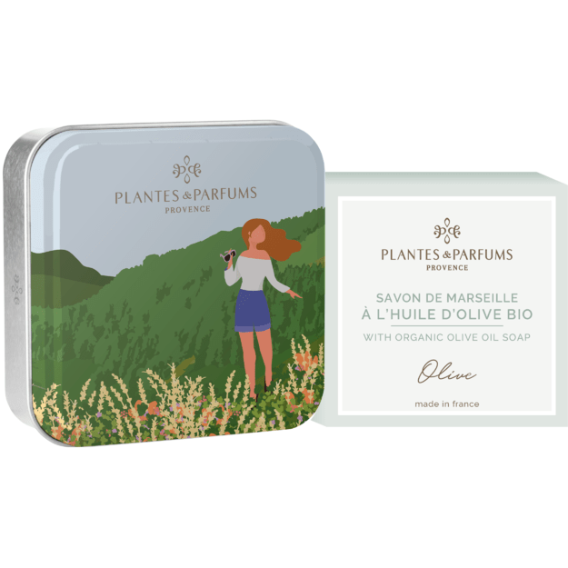 PLANTES&PARFUMS Marselio muilas su alyvuogių aliejumi metalinėje dėžutėje ''Olive'', 100 g